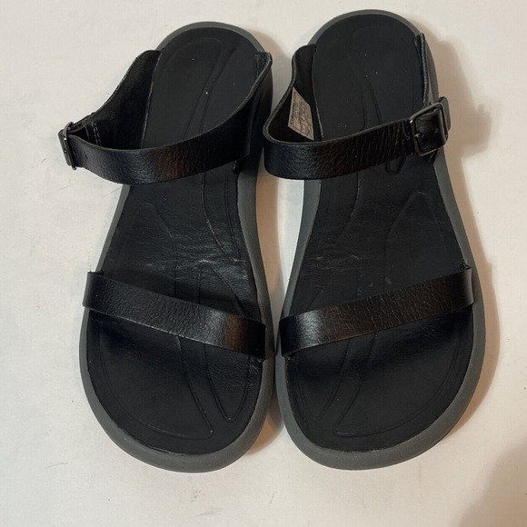 COLUMBIA Women’s 7 Black Leather Slip In Strappy Sandals - Picture 2 of 5